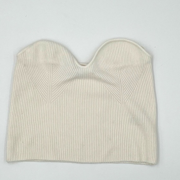 Merchant + Olive Tops - Double Zero White Knit Ribbed Halter Top